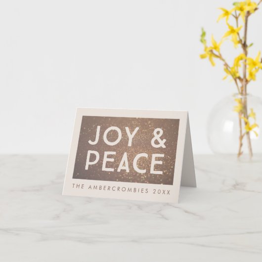 Bronze Glitter Joy & Peace-Wenskaart voor kerstmis Kaart (Gele Bloem)