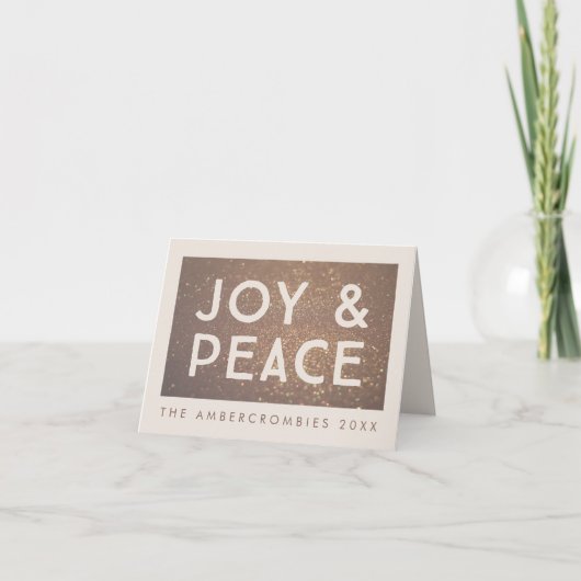 Bronze Glitter Joy & Peace-Wenskaart voor kerstmis Kaart (Voorkant)