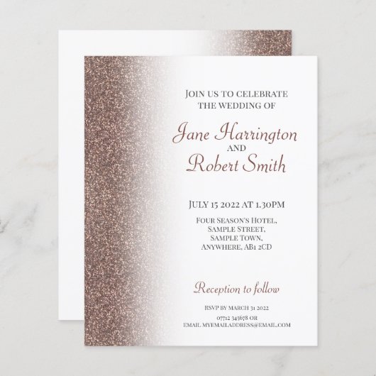 Bronze Glitter Paper Weddenschap (Voorkant / Achterkant)