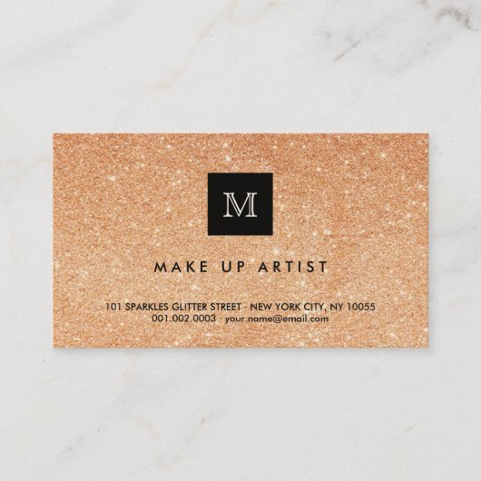 Bronze Glitter Sparkles Moderne Chic Profile Card Visitekaartje (Voorkant)