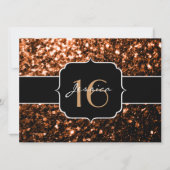 Bronze glitter sparkles Sweet 16 Uitnodiging (Voorkant)