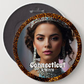 Bronze Glitz Schoonheidswedstrijd Knop Speld Custo Ronde Button 6,0 Cm (Voorkant /achterkant)