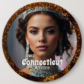 Bronze Glitz Schoonheidswedstrijd Knop Speld Custo Ronde Button 6,0 Cm (Voorkant)