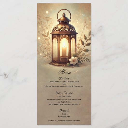 Bronze Glowing Lantern Romantisch Rustiek Menu (Voorkant)