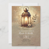 Bronze Glowing Lantern Romantisch Rustiek Verlovin Kaart (Voorkant)