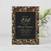 Bronze Gold Black Leaves 21e verjaardag Kaart (Staand voorkant)