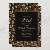 Bronze Gold Black Leaves 21e verjaardag Kaart (Voorkant / Achterkant)