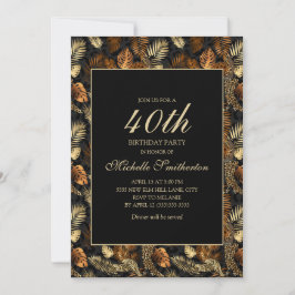 Bronze Gold Black Leaves 40e verjaardag Kaart