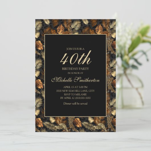 Bronze Gold Black Leaves 40e verjaardag Kaart (Staand voorkant)