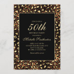 Bronze Gold Black Leopard 50th Birthday Party Kaart<br><div class="desc">Elegant en stijlvol brons,  goud en zwarte luipaard/cheetah drukken de uitnodiging van de 50e verjaardag van de feestdag voor vrouwen. De tekst is klantgericht,  zodat maak het uw eigen. Neem contact met ons op voor hulp bij aanpassingen of om passende producten aan te vragen.</div>