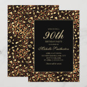 Bronze Gold Black Leopard 90th Birthday Party Kaart (Voorkant / Achterkant)