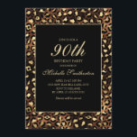 Bronze Gold Black Leopard 90th Birthday Party Kaart<br><div class="desc">Elegant en stijlvol brons,  goud en zwarte luipaard/cheetah drukken de 90e verjaardag van de feestdag voor vrouwen. De tekst is klantgericht,  zodat maak het uw eigen. Neem contact met ons op voor hulp bij aanpassingen of om passende producten aan te vragen.</div>