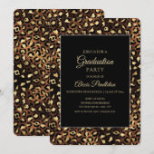 Bronze Gold Black Leopard Cheetah Graduparty Kaart (Voorkant / Achterkant)