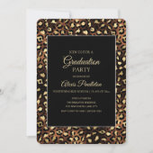 Bronze Gold Black Leopard Cheetah Graduparty Kaart (Voorkant)