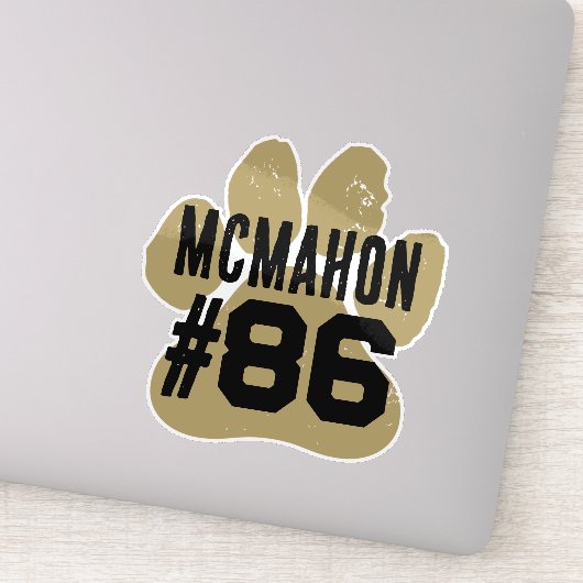 Bronze Gold & Black Speler Nummer Pootafdruk Sticker (Detail)