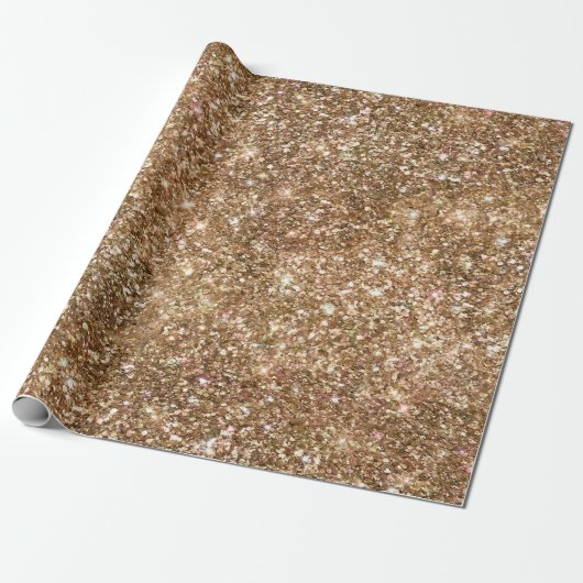 Bronze Gold Confetti Sparkle Cadeaupapier (Uitgerold)