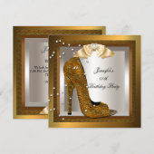 Bronze Gold Cream High Hiel Shoe Birthday Party Kaart (Voorkant / Achterkant)