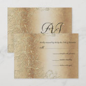 Bronze Gold en Black Swirls Wedding RSVP (Voorkant / Achterkant)