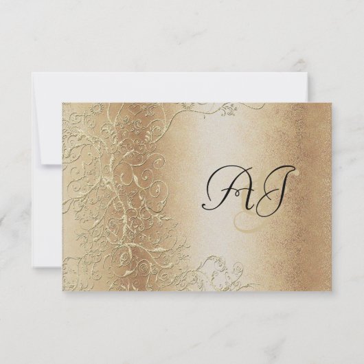 Bronze Gold en Black Swirls Wedding RSVP (Achterkant)