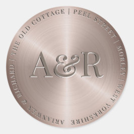 Bronze Gold Envelope Sticker met monogram