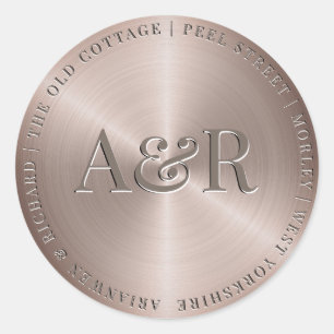 Bronze Gold Envelope Sticker met monogram