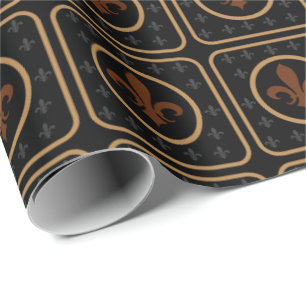 Bronze Gold Fleur de Lis Cadeaupapier