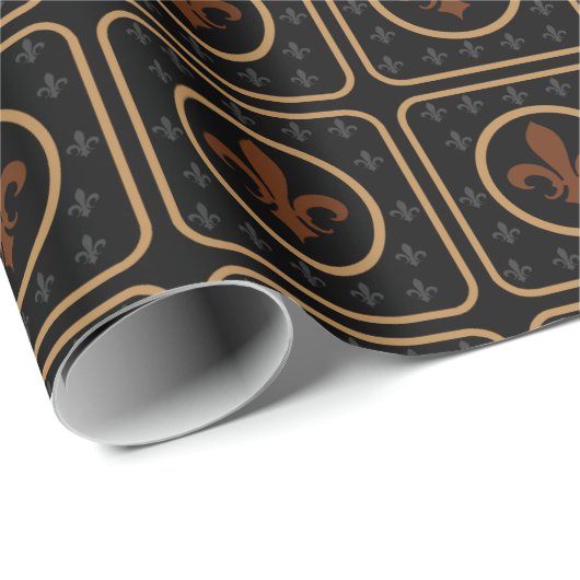 Bronze Gold Fleur de Lis Cadeaupapier (Rol Hoek)