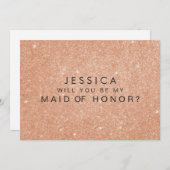 Bronze Gold Glitter Maid of Honor Request Cards Kaart (Voorkant / Achterkant)