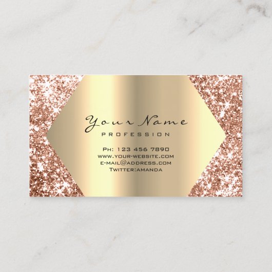 Bronze Gold Glitter Makeup Artist Lashes Visitekaartje (Achterkant)