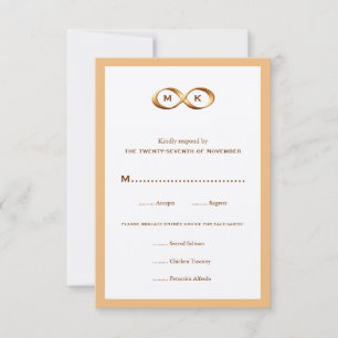 Bronze Gold Infinity Hand Clasp Wedding RSVP-kaart RSVP Kaartje