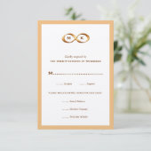 Bronze Gold Infinity Hand Clasp Wedding RSVP-kaart RSVP Kaartje (Staand voorkant)