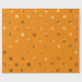 Bronze Gold Metallic Faux Foil Polka Dot Oranje Cadeaupapier (Vlak)