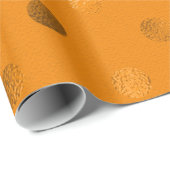 Bronze Gold Metallic Faux Foil Polka Dot Oranje Cadeaupapier (Rol Hoek)