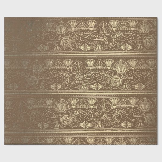 Bronze Gold Papyrus Antiek Egyptische Floral Lotus Cadeaupapier (Vlak)