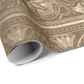 Bronze Gold Papyrus Antiek Egyptische Floral Lotus Cadeaupapier (Rol Hoek)