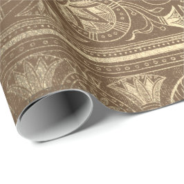 Bronze Gold Papyrus Antiek Egyptische Floral Lotus Cadeaupapier