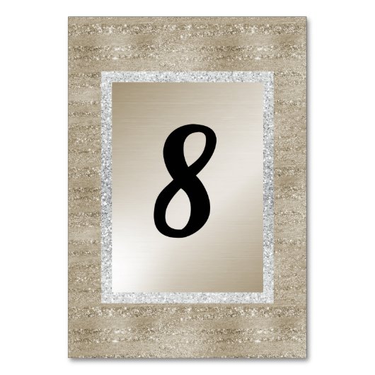 Bronze Gold Silver Trim MODERN TABEL NUMMER Kaart (Achterkant)