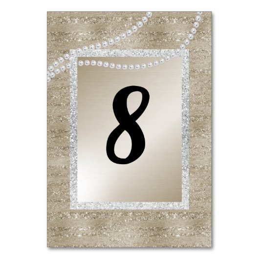 Bronze Gold Silver Trim MODERN TABEL NUMMER PEARL Kaart (Achterkant)