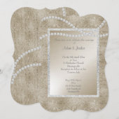 Bronze Gold Sparkle Pearl ELEGANT CLASSY WEDDING Kaart (Voorkant / Achterkant)
