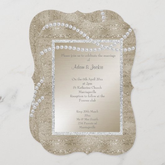 Bronze Gold Sparkle Pearl ELEGANT CLASSY WEDDING Kaart (Voorkant / Achterkant)