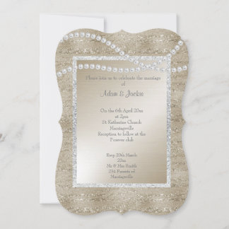 Bronze Gold Sparkle Pearl ELEGANT CLASSY WEDDING Kaart