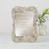 Bronze Gold Sparkle Pearl ELEGANT CLASSY WEDDING Kaart (Staand voorkant)
