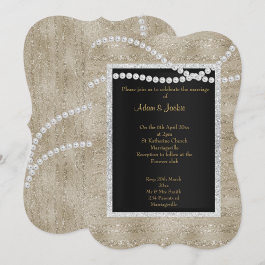 Bronze Gold Sparkle Pearl ELEGANT CLASSY WEDDING Kaart (Voorkant / Achterkant)