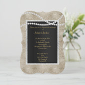 Bronze Gold Sparkle Pearl ELEGANT CLASSY WEDDING Kaart (Staand voorkant)