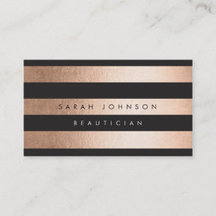 Bronze Gold Stripes Hair Stylist Visitekaartjes