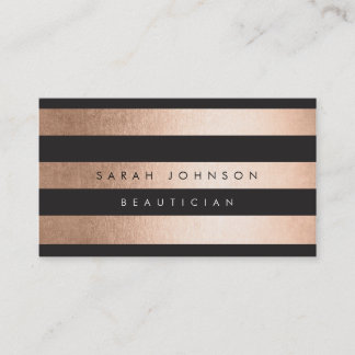 Bronze Gold Stripes Hair Stylist Visitekaartjes