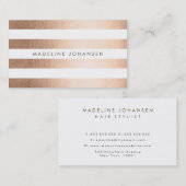 Bronze Gold Stripes Hair Stylist Visitekaartjes (Voorkant / Achterkant)