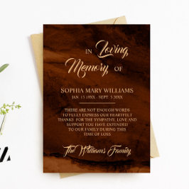 Bronze & Gold Sympathie Geheugen Hartelijk dank Bedankkaart