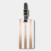 Bronze Gold White Stripes Dames Business Luggable Bagagelabel (Voorkant verticaal)