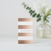 Bronze Gold White Stripes Hair Stylist Kaarten Visitekaartje (Staand voorkant)